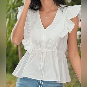 J. Crew Point Sur White Blouse